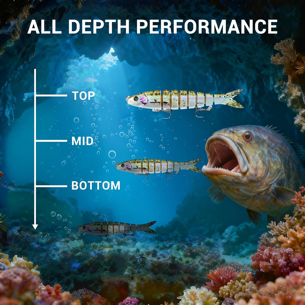 Skiennix Multi-Jointed Fishing Lures - Lifelike Swimbait for Freshwater & Saltwater | Ideal for Bass & Trout