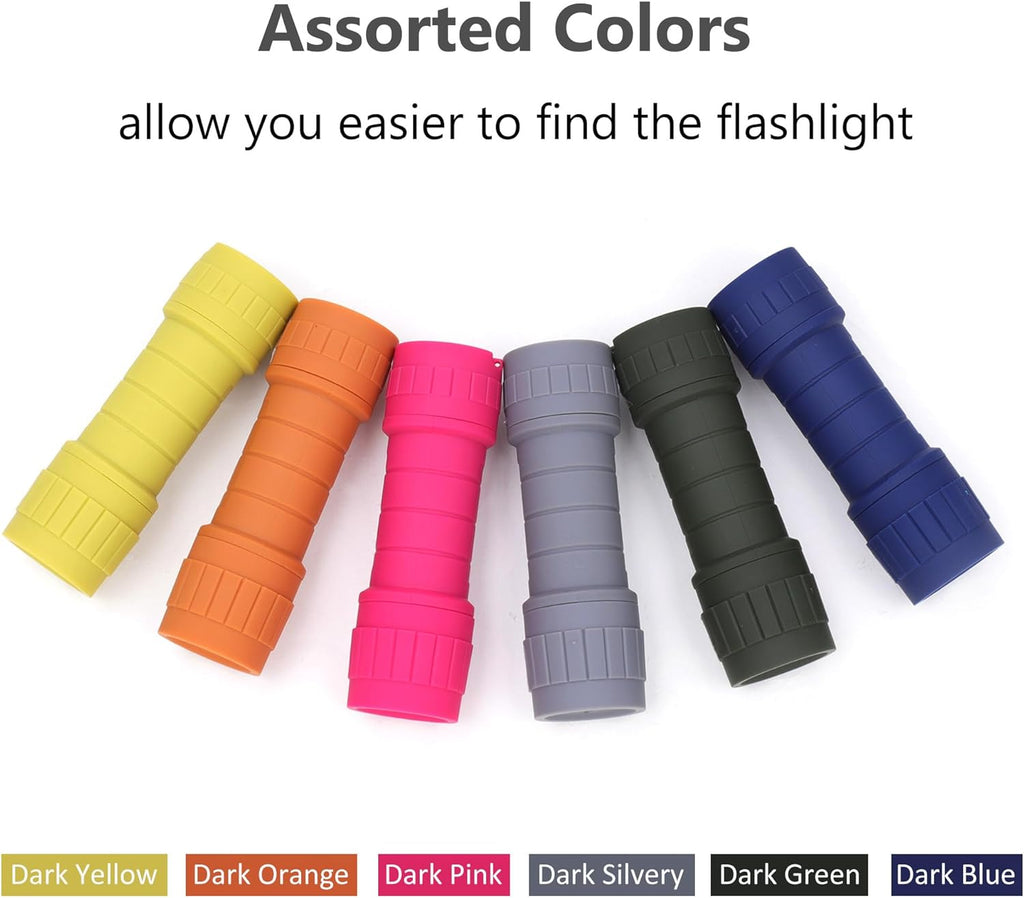 Skiennix 6-Pack Mini Flashlights - Super Bright 100 Lumen LED with 18 AAA Batteries Included | Perfect for Camping & Emergencies