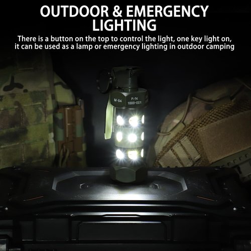 Disratw M84 Airsoft Flashbang Grenade Toy Plastic CS Hand Grenade Model Outdoor Camping Emergency Light Tactical Gear Accessories for Army Fans Cosplay Props CS Game (with Flashing Light)