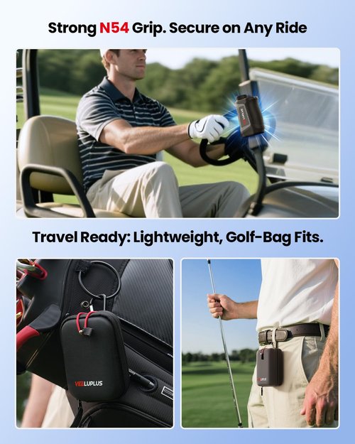 VEELUPLUS Golf Rangefinder with Slope & Magnet, 1000 Yards Range Finde Golf with Flag Pole Locking Vibration, IP54, Ergonomic Design, Anti-Shake, Rechargeable Golf Accessories for Golfers & Hunting