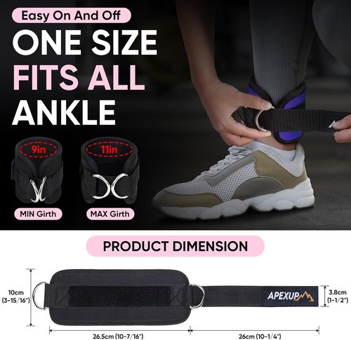 APEXUP Adjustable Ankle Weights - 10lbs/Pair with Ankle Strap for Cable Machine Training