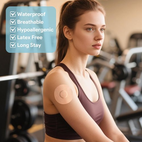 40PCS Sensor Covers for Libre 3, Waterproof and Sweatproof Pre-Cut Adhesive Patches for Freestyle Libre 3 CGM Overatches, Long-Lasting Flexible CGM Sensor Covers Stickers Adhesive Tape, Beige