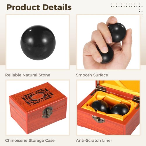 OMISTAR 2 PCS Brass Exercise Balls, Brass Hand Exercise Balls, Baoding Balls, Metal Practice Handballs, 1.5 Inches Balls with Drawstring Carry Pouch, Hand Grip Fitness Balls, Hand Massager Balls