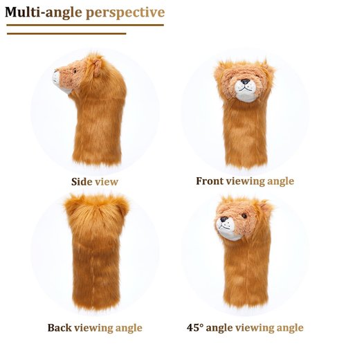 Golf Club Head Covers Lion Soft Plush Driver Headcover Creative Funny Golf Headcover Fits Standard 460cc Driver Head