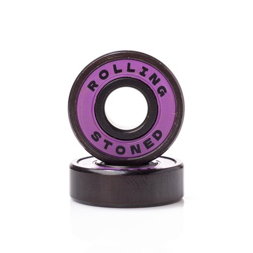 Rolling Stoned Skateboard Bearings Set - ABEC 9 Sealed Bearings for Skateboards, Longboards, Scooters and Roller Skates Stainless Steel 608 Bearings (8 Pack, Purple) (AAAA Quads)