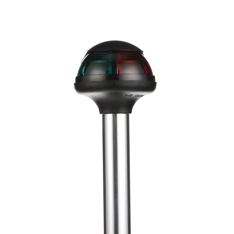 Bi-Color Boat Bow Light 10-Inch Pole - Attwood Pulsar 5090 Series Green & Red (2-Pin Base)