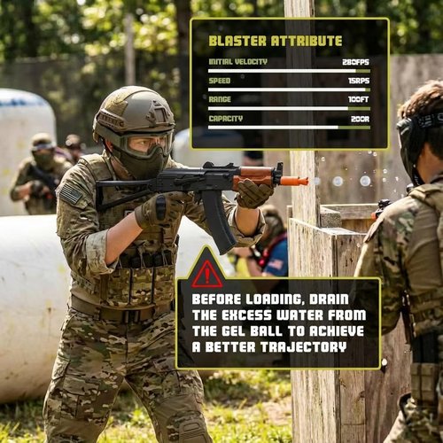 EMERBU Pro-Grade Gel Splatter Ball Blaster AKS74U - Upgraded Metal & Nylon Body | High Power 11.1V Motor for Ages 15+