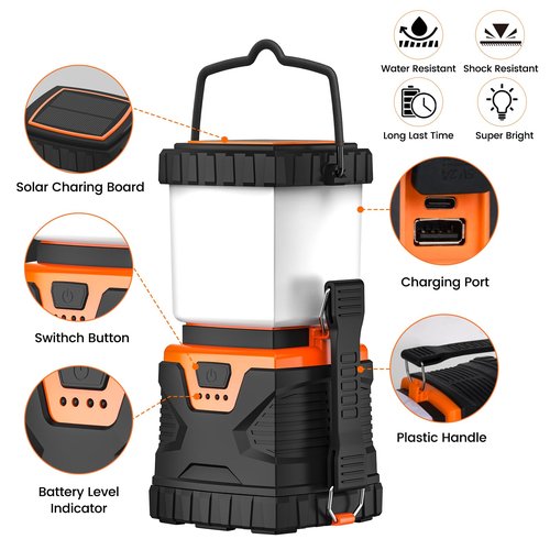 Xynover LED Camping Lantern Rechargeable,1000LM, Portable with 5 Ligth Modes, IP44 Waterproof 4400mAh Tent Flashlight Lanterns for Power Outages, Hiking, Hurricane,Campsites, Emergencies (2-Pack)