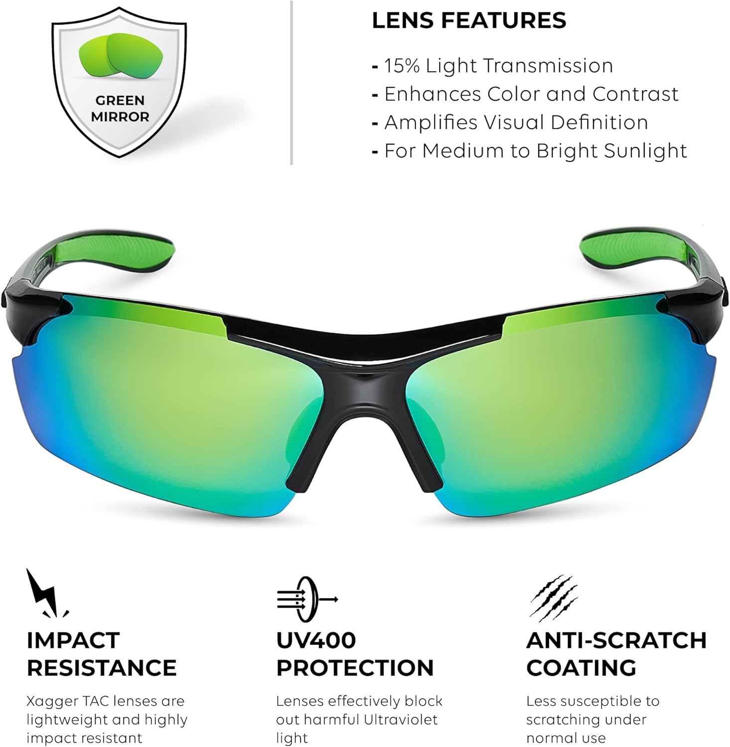 Xagger Polarized Sports Sunglasses - UV400 Protection for Men & Women | Ideal for Running, Cycling & Driving