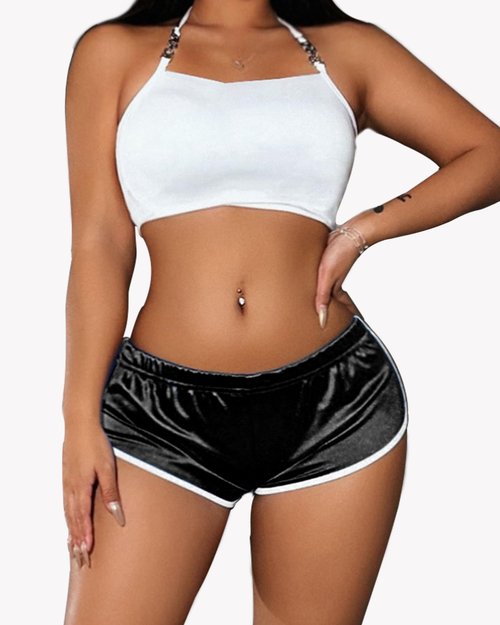 Hot Pants Shorts Booty Shorts Sports High Cut Yoga Gym Running Slimming Fitness Activewear Butt Lifting Rave Bottoms (US, Alpha, Large, Regular, Regular, Black)