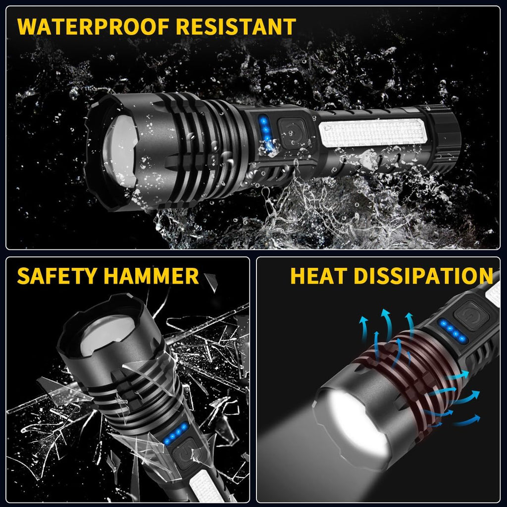 ZioeYiue Rechargeable Flashlights - Super Bright 7-Mode Tactical LED Flashlight | 4-Pack for Camping & Home Emergency