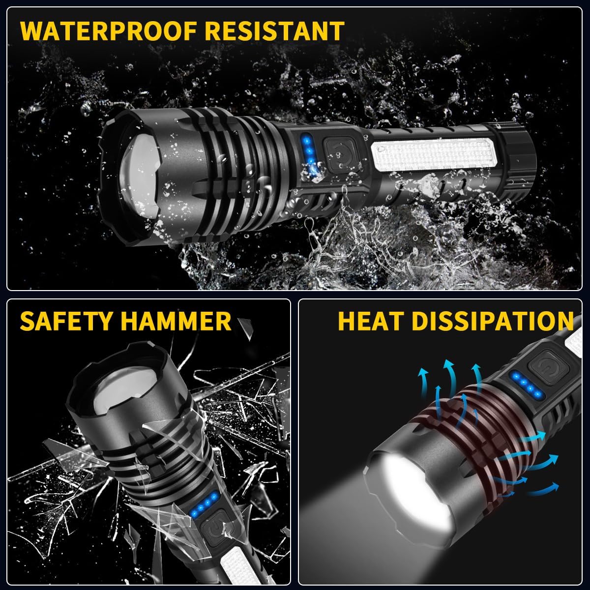 ZioeYiue Rechargeable Flashlights - Super Bright 7-Mode Tactical LED Flashlight | 4-Pack for Camping & Home Emergency