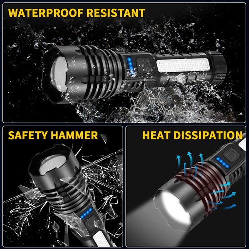 ZioeYiue Rechargeable Flashlights High Lumens, 7Mode Flashlights Rechargeable, Super Bright Flashlight Camping, Adjustable Tactical Flash Light High Powered, LED Flashlight for Home Emergency 4Pack