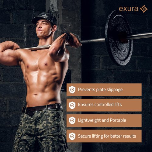 EXURA Barbell Clamp No Slip Pad for 2-Inch Olympic Weight Plates - Heavy-Duty Barbell Clamps with Quick-Release Lever, Non-Slip Grip & Durable ABS/Nylon Construction for Safe Lifting in Home Gyms
