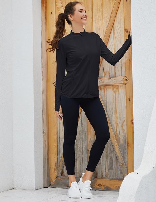 Gihuo Women's Sun Protection Jacket - UPF 50+ Long Sleeve Cropped Yoga Top | Quick Dry, Athletic Fit