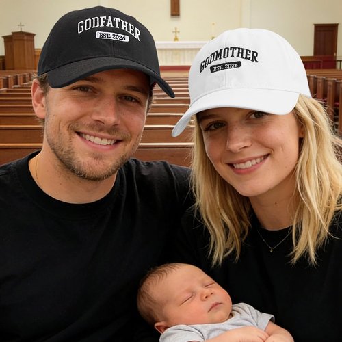 Muvtioc Godparents Proposal Gift Godfather and Godmother 2026 Hats Godparents Gift for Christmas Birthday