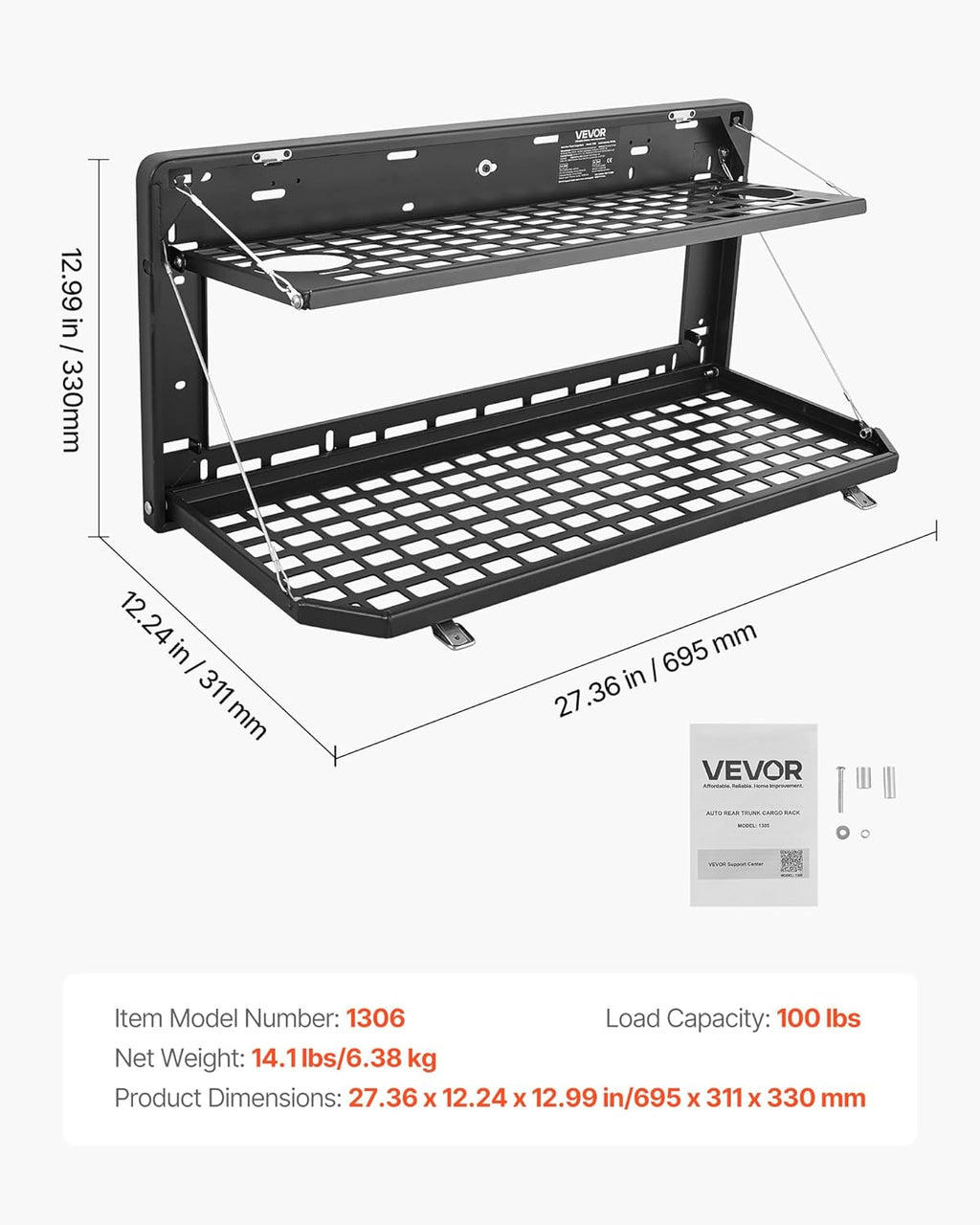 VEVOR Tailgate Table for Jeep Wrangler JL (2019-Present) - Foldable Carbon Steel Molle Panel & Cargo Rack