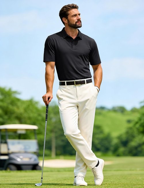 MAGCOMSEN Men's Polo Shirt - Short Sleeve Dry Fit Performance Golf Shirt | Casual Collared Design