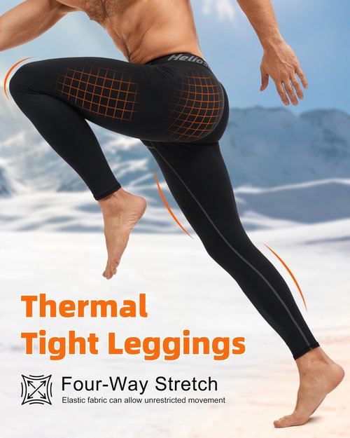 HeliosCloak 4 Pack Men's Thermal Compression Pants Fleece Lined Sports Tights Leggings Winter Athletic Baselayer Bottoms 4Black L