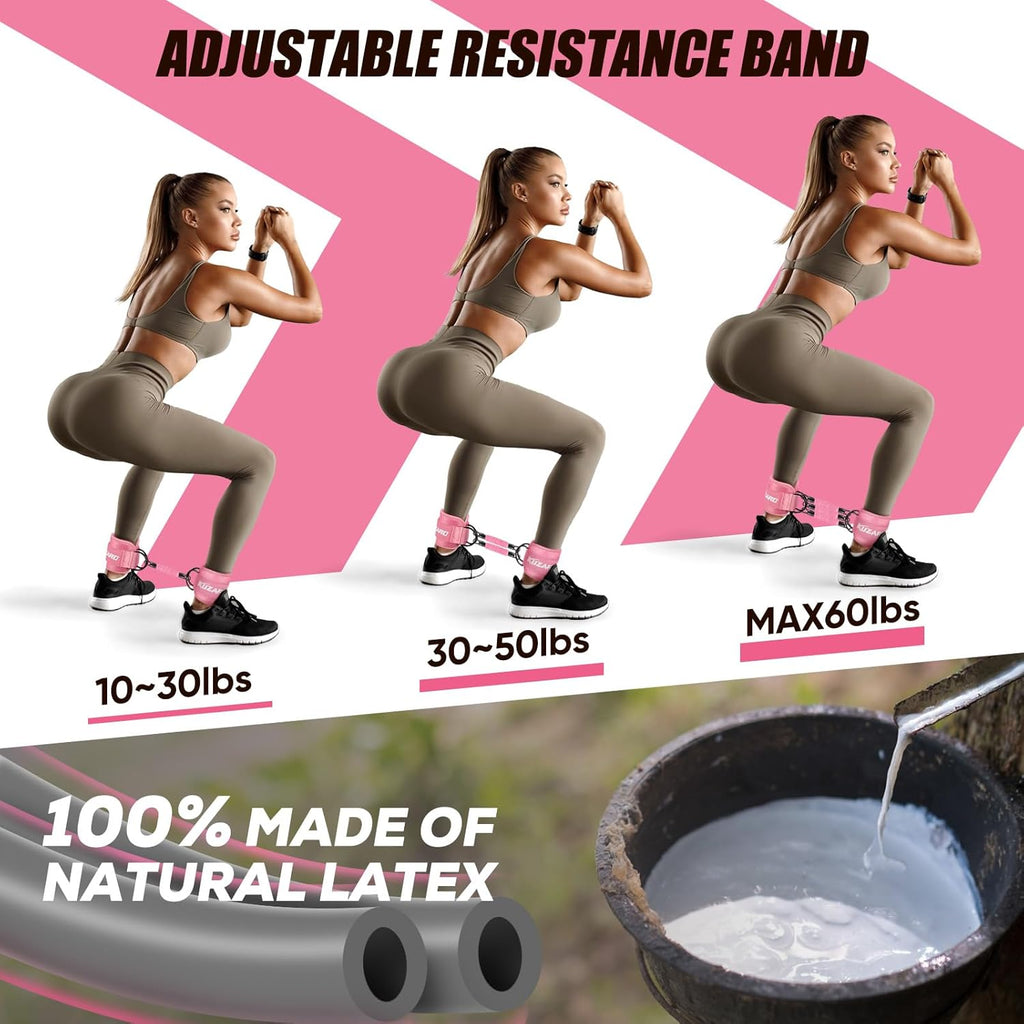 Skiennix Ankle Resistance Bands - Adjustable Cuffs for Leg & Glutes Workouts | Home Gym Fitness Equipment