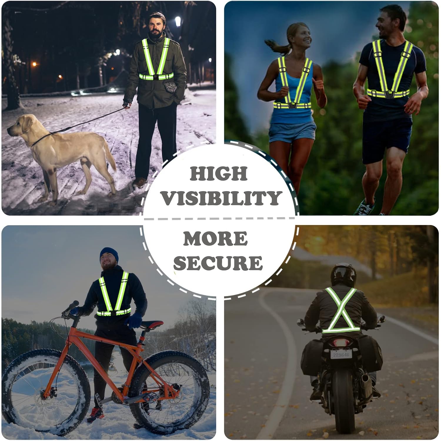 Skiennix Reflective Running Vests - 10 Pack High Visibility Safety Gear for Night Walking, Cycling & Jogging