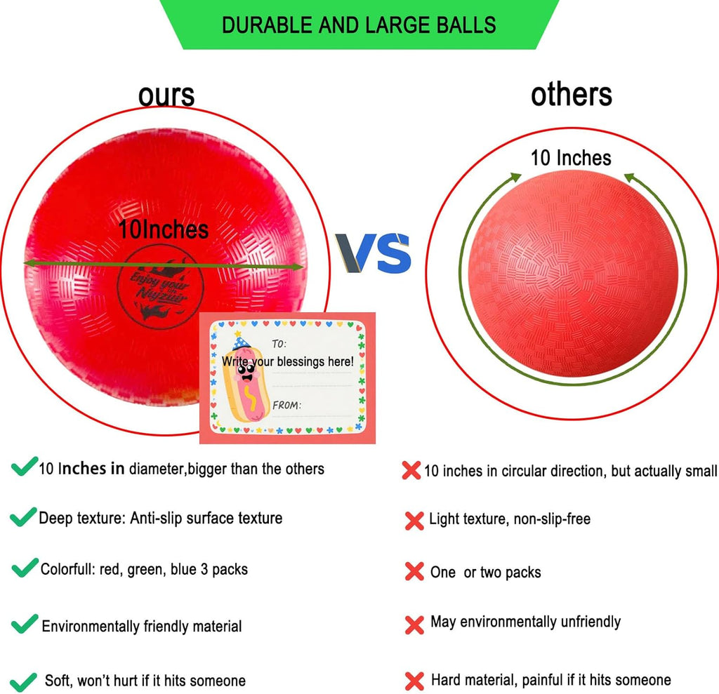 Skiennix 10-Inch Dodgeball Balls - Durable Rubber Kickball for Kids | Indoor & Outdoor Play with Pump