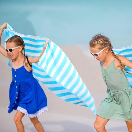 Jecery Oversized Striped Beach Towels - 12 Pack, Soft & Absorbent Quick-Dry Towels | 30 x 60 Inches