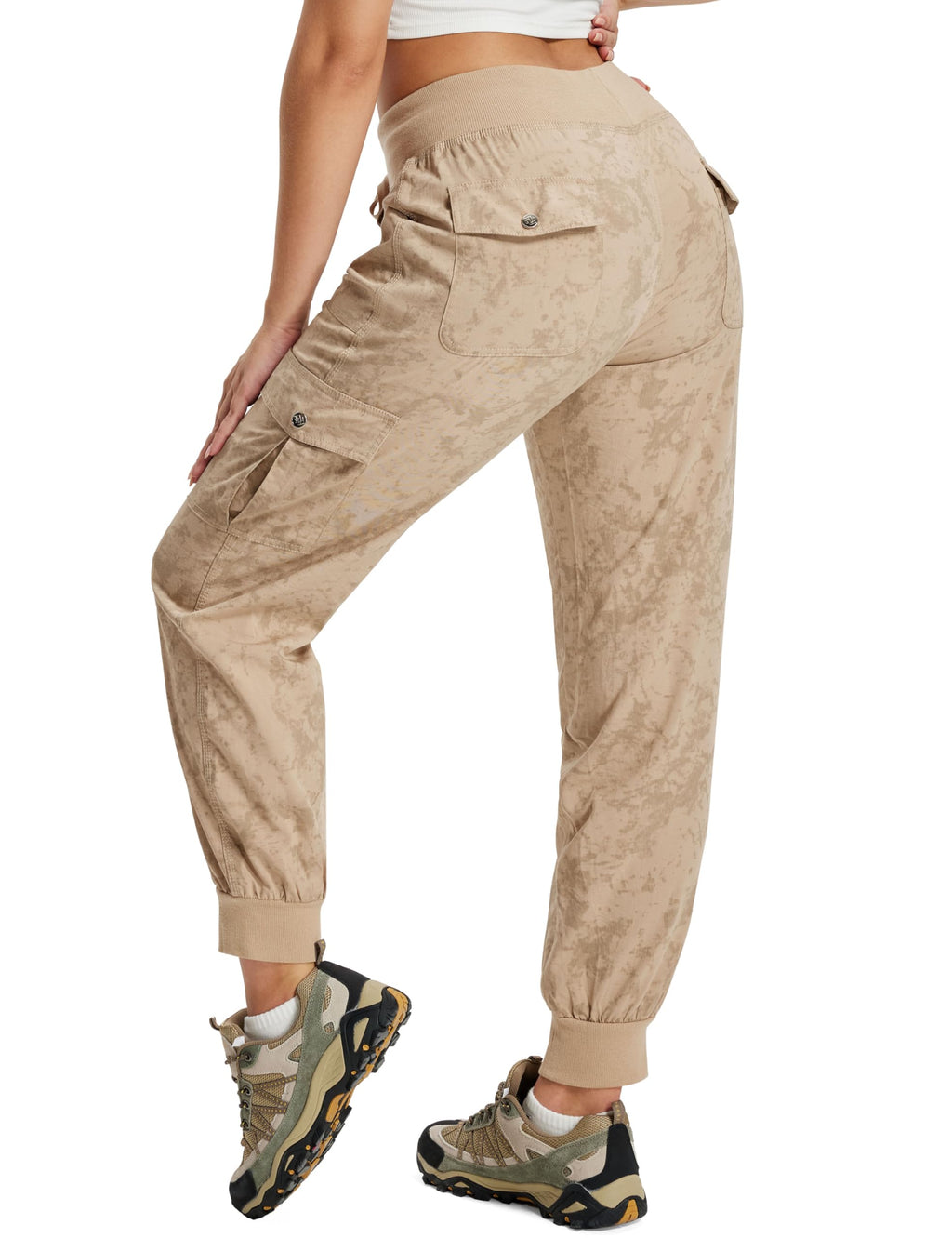 MoFiz Hiking Cargo Pants for Women with Pockets Lightweight Quick Dry Athletic Outdoor Summer Travel Casual Joggers Sweatpants Camouflage Khaki XS