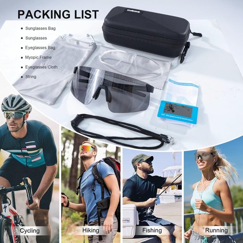 INBIKE Cycling Glasses for Men&Women, Polarized UV400 Protection Sports Sunglasses TR90 for Road/Mountain Bike, Fishing, Driving