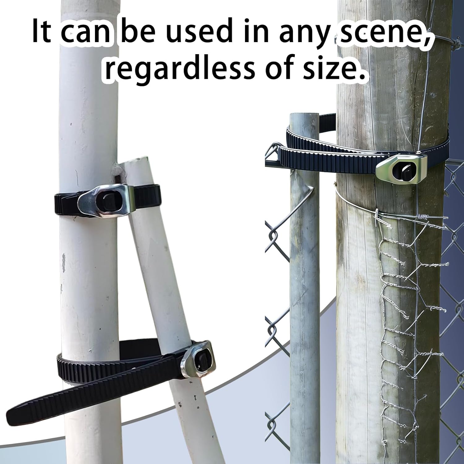 Skiennix Heavy Duty Reusable Ratcheting Cable Ties - Adjustable Stainless Steel Buckle | 20 Inch, 6 Pack