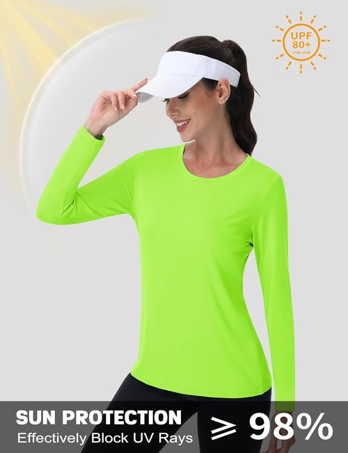 MAGCOMSEN SPF Women's Long Sleeve Quick-Dry Athletic T-Shirts | Lightweight Running & Hiking Tops