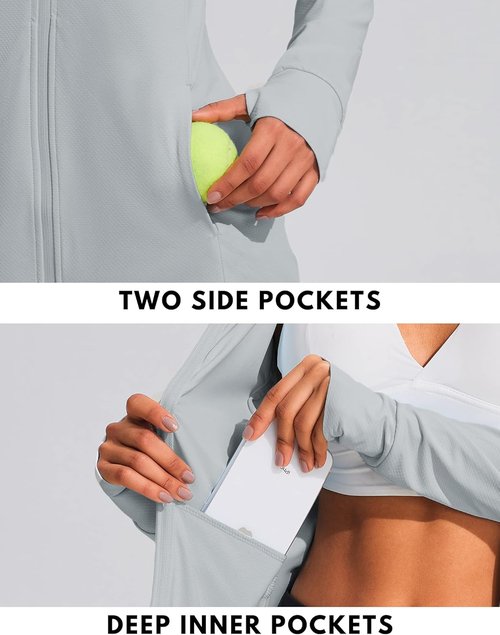 COOrun Women's Sun Protection Hoodie - UPF 50+ Full Zip Long Sleeve Active Jacket for Hiking & Running