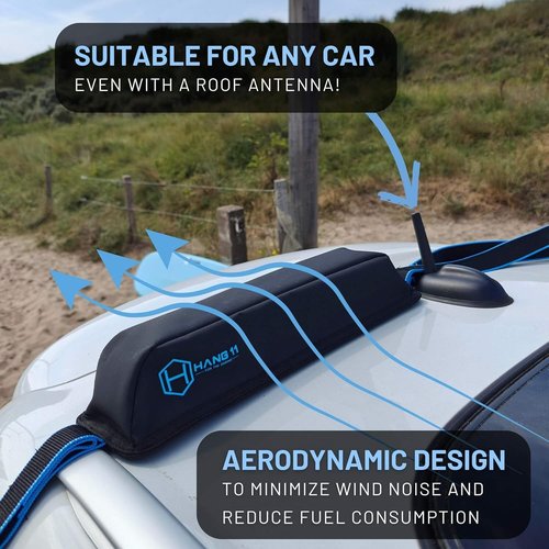 Hang 11 Surfboard Roof Rack - Soft Padded Design with No-Scratch Buckles | Fits Most Vehicles, Carries Up to 6 Boards