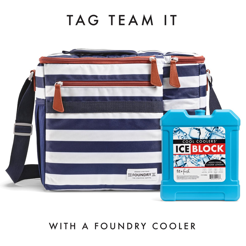 Cool Coolers by Fit + Fresh, XL Cooler Ice Block, Large and Powerful Ice Pack, Perfect for Insulated Cooler, Beach Bag, Backpack Cooler & Travel, 1PK, Blue