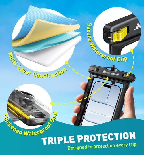 Hiearcool Waterproof Phone Pouch - IPX8 Waterproof Case for iPhone 17/16/15/14 Pro Max | Touch Screen & Lanyard Included, 2 Pack (Fits Up to 8.9”)