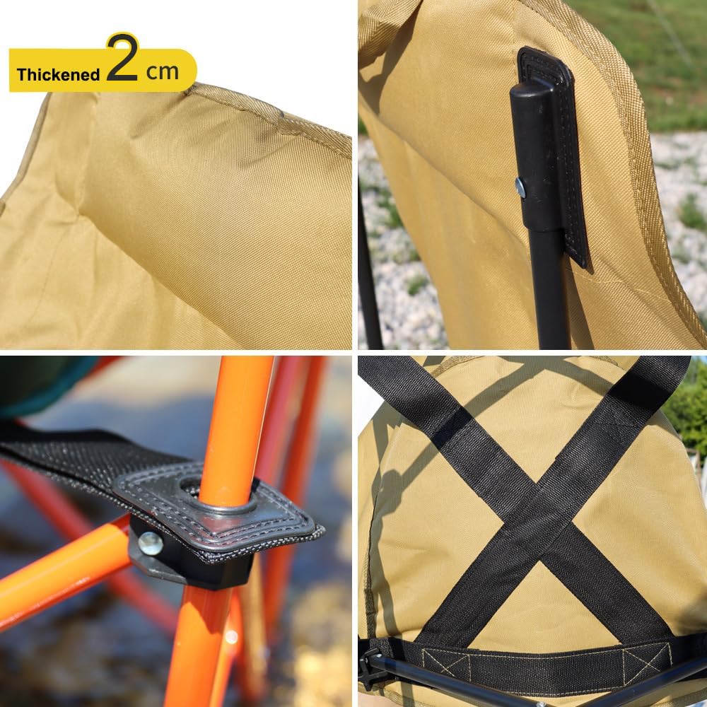 Skiennix Portable Lightweight Camping Chair - Foldable High Back Design with Carry Bag | Green