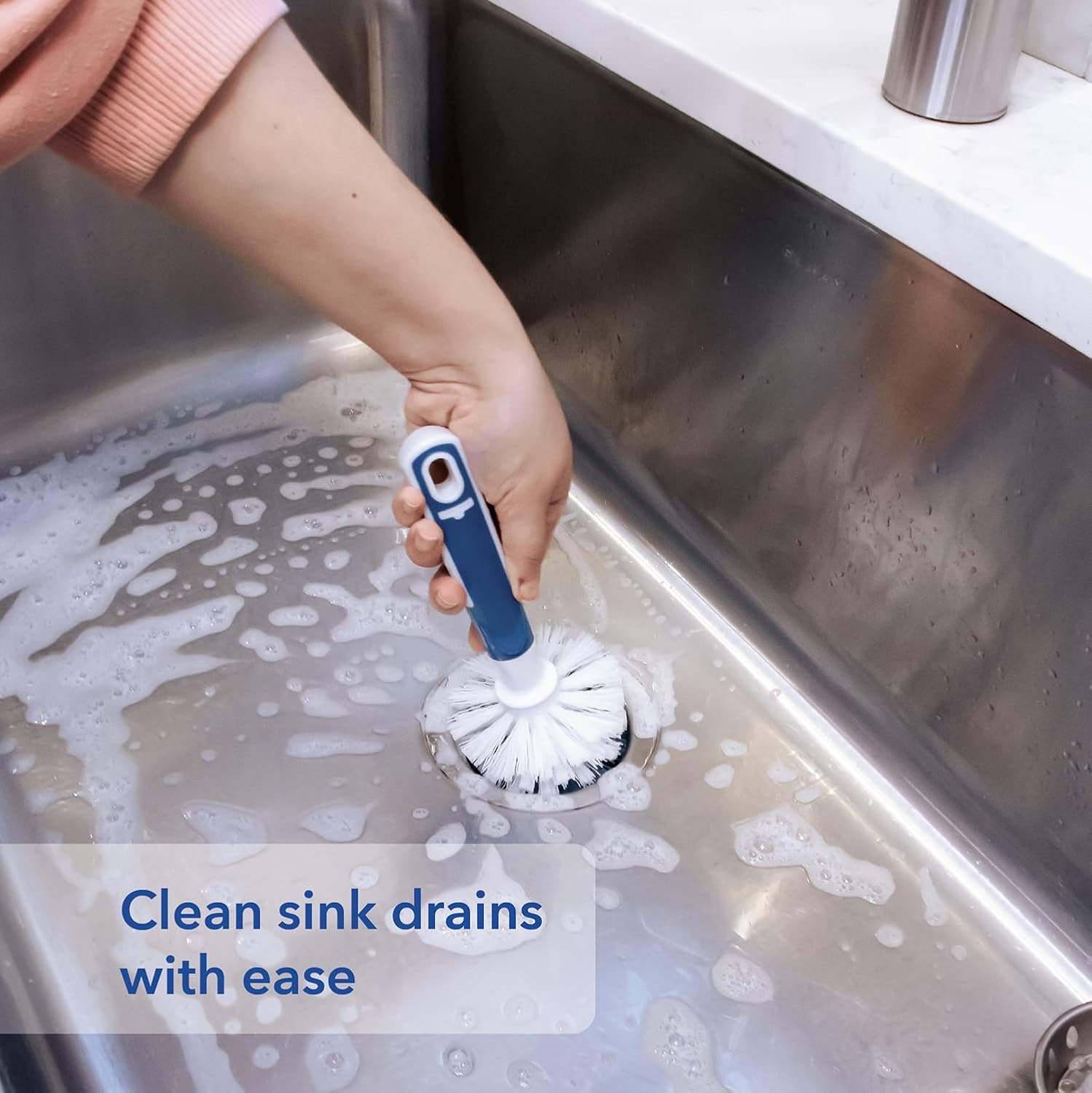 Unger Sink & Dish Scrub Brush - Non-Scratch Bristles for Hard-to-Reach Corners | Ideal for Glassware & Pots