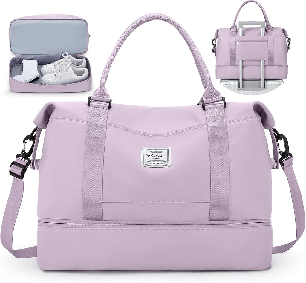 Travel Duffel Bag with Shoes Compartment, Overnight Weekender Bags for Women,Carry on Personal Item Bag