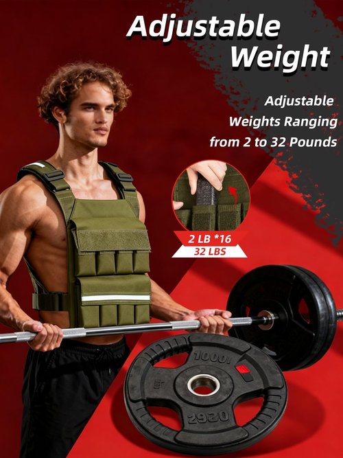 SMONT Weight Vest for Women Men - Adjustable Rucking Vest Strength Training, Running, Walking - Secure Fit for Gym Outdoor Workouts Strengthen Endurance Training（Excluding Lead Blocks）Army Green