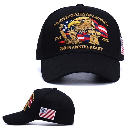 Zolquatra 250th Anniversary USA Hat - Adjustable Unisex Cap with 1776-2026 Embroidery for Men and Women(Black)