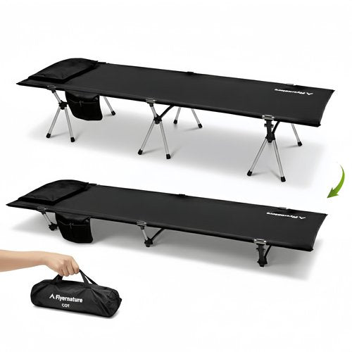 Camping Cot for Adults, Height Adjustable Sleeping Cot, Supports 300 lbs, Lightweight Compact Foldable for Backpacking, Hiking, Travel, Beach, Truck & Office Nap | Flyernature