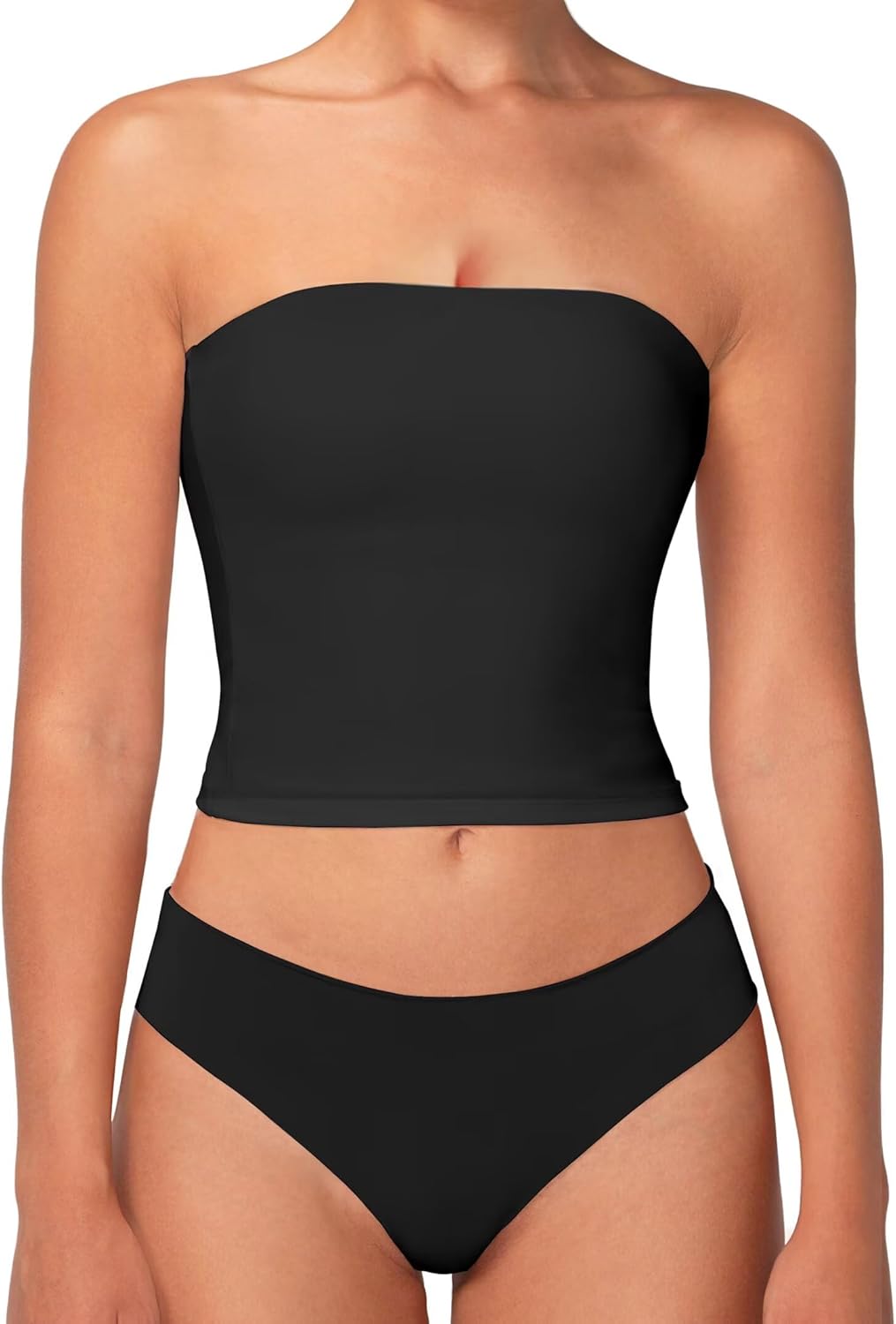 Sunzel Strapless Tube Top - Double Lined Sleeveless Crop Top for Summer Layering | Stylish Bandeau Design