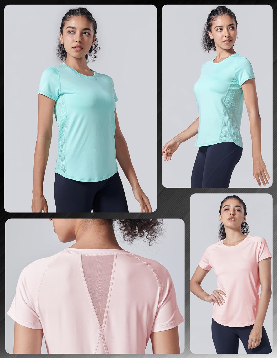 Skiennix Women's Dry Fit Short Sleeve T-Shirts - Athletic Workout Tees for Gym & Yoga | 5 Pack