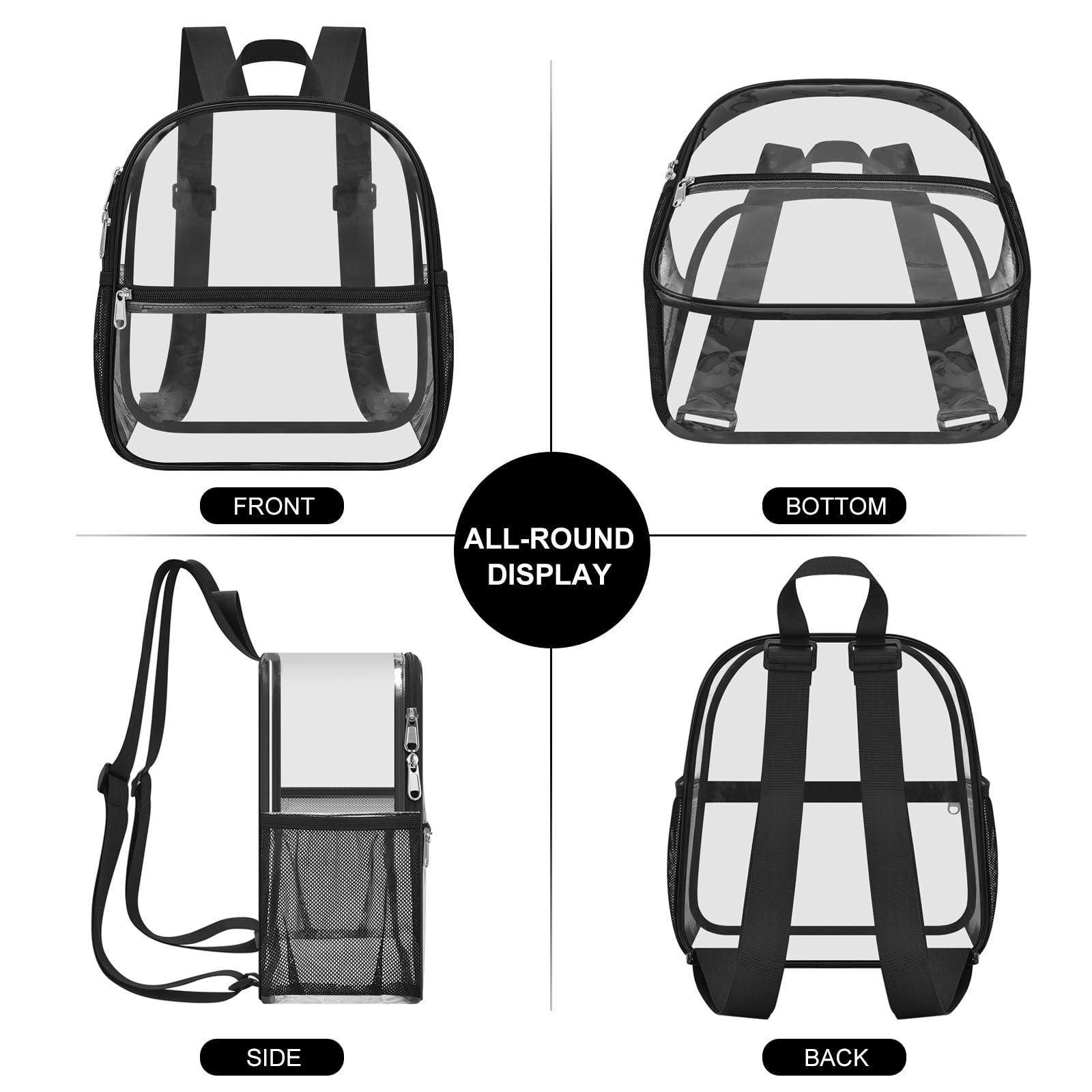 USPECLARE Clear Backpack Stadium Approved 12X11x6, Waterproof Clear Bag Stadium Backpack for Concert Work Sport Event