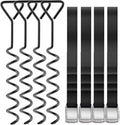 Skiennix Heavy-Duty Trampoline Stakes | 15.84" Galvanized Steel Corkscrew Anchors Kit (Set of 4)