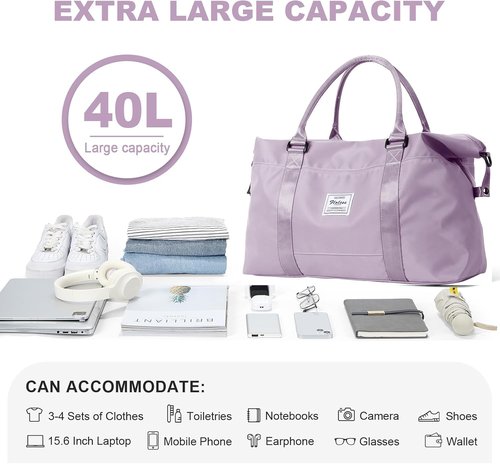 HYC00 Travel Duffel Bag - Stylish Carry-On Overnight Weekender for Women | Sports Tote with Wet Pocket
