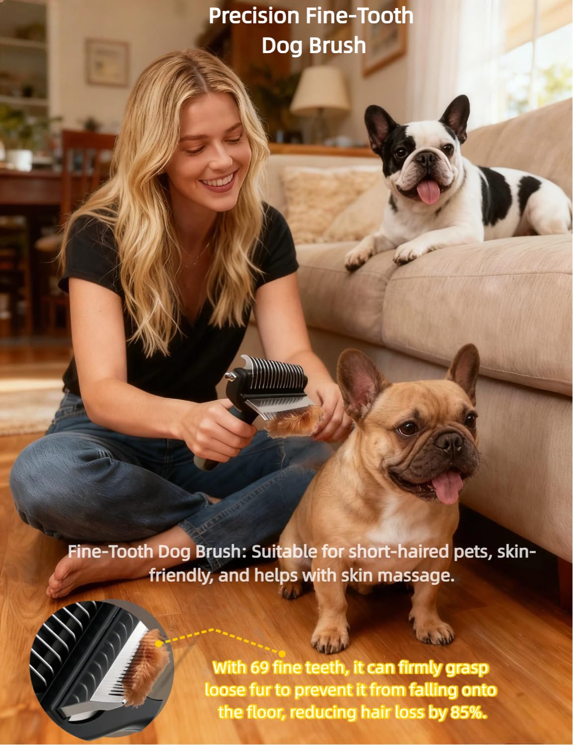 Skiennix 3-in-1 Deshedding Dog Brush - Grooming Tool with Undercoat Rake & Dematting Comb for Medium to Large Dogs - Peacock Green