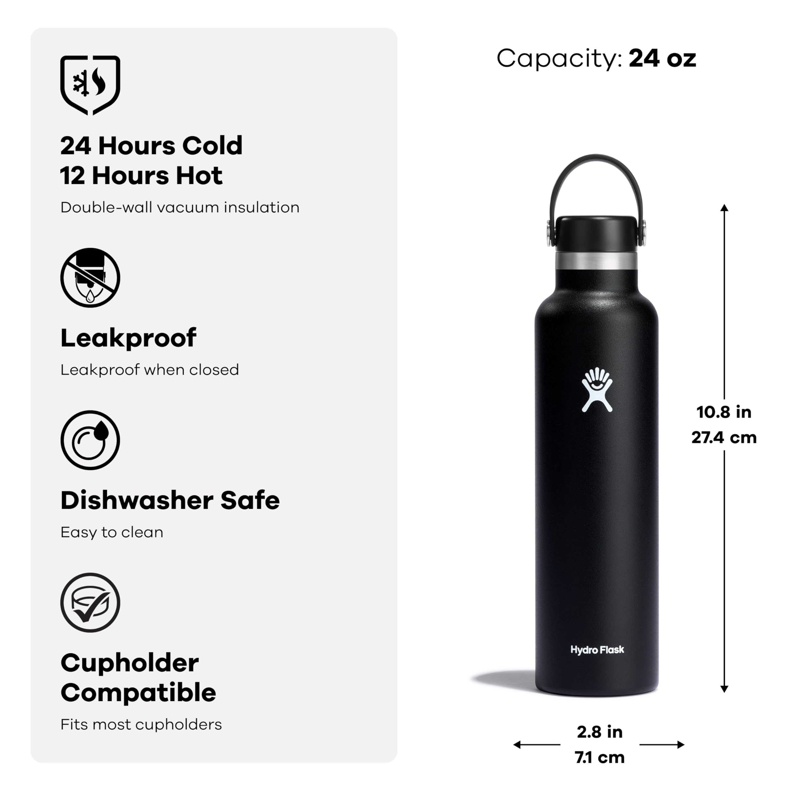 Hydro Flask Water Bottle - Insulated Stainless Steel - Non Spill, Leakproof in 24 Oz Tonal Trillium