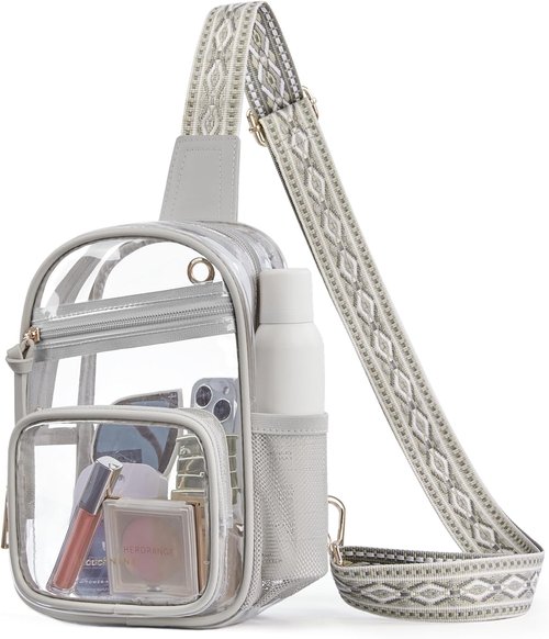 Missnine Clear Sling Bag - Stadium-Approved Crossbody Purse with Side Mesh Pocket | Perfect for Sports & Concerts