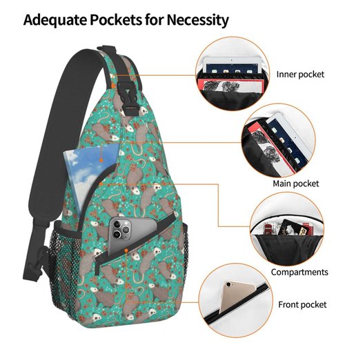 Biunnru Possums Sling Daypacks Crossbody Backpack Chest Bag Lightweight Shoulder Bag Travel Hiking Cycling For Men Women